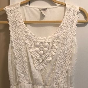 Forever 21 Embroidered ivory dress